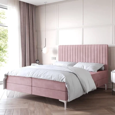 Kontinentální postel 180x200 HACINA s úložným prostorem - pastelová růžová