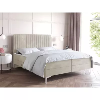 Kontinentální postel 160x200 HACINA s úložným prostorem - světle béžová