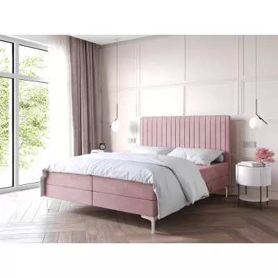 Kontinentální postel 160x200 HACINA s úložným prostorem - pastelová růžová