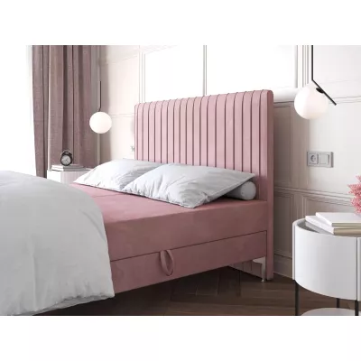 Kontinentální postel 160x200 HACINA s úložným prostorem - pastelová růžová