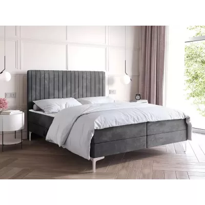 Kontinentální postel 160x200 HACINA s úložným prostorem - šedá