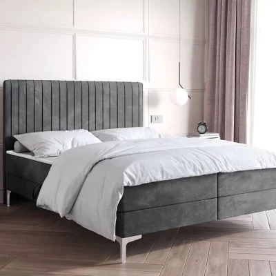 Kontinentální postel 140x200 HACINA s úložným prostorem - šedá