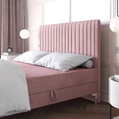 Kontinentální postel 140x200 HACINA s úložným prostorem - pastelová růžová