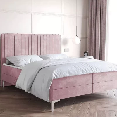 Kontinentální postel 120x200 HACINA s úložným prostorem - pastelová růžová