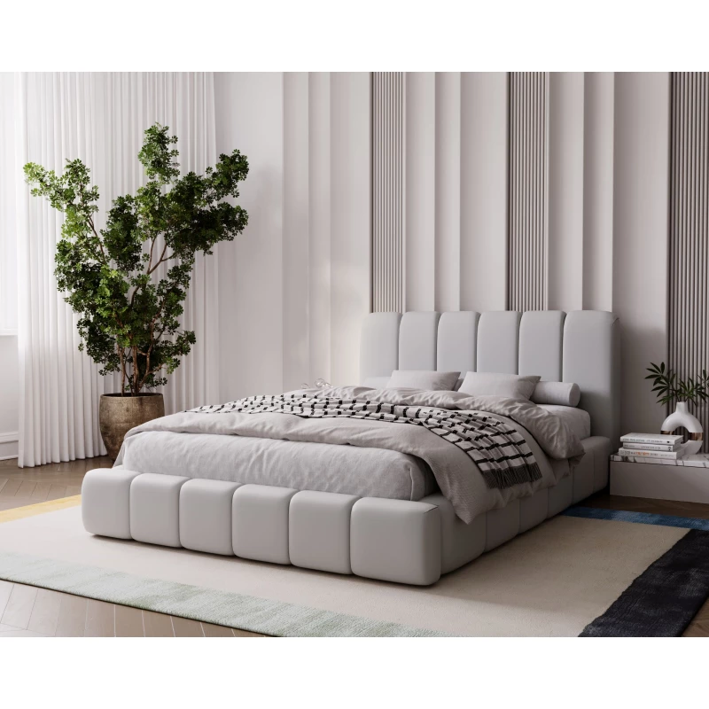 Čalouněná postel 140x200 FATUMATA - světle šedá