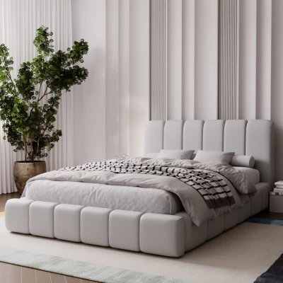 Čalouněná postel 200x200 FATUMATA - světle šedá