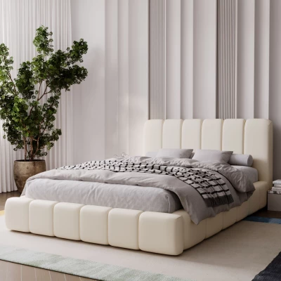 Čalouněná postel 200x200 FATUMATA - krémová