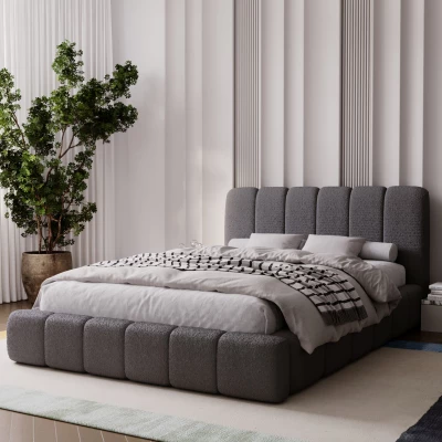 Čalouněná postel 140x200 FATUMATA - tmavě šedá