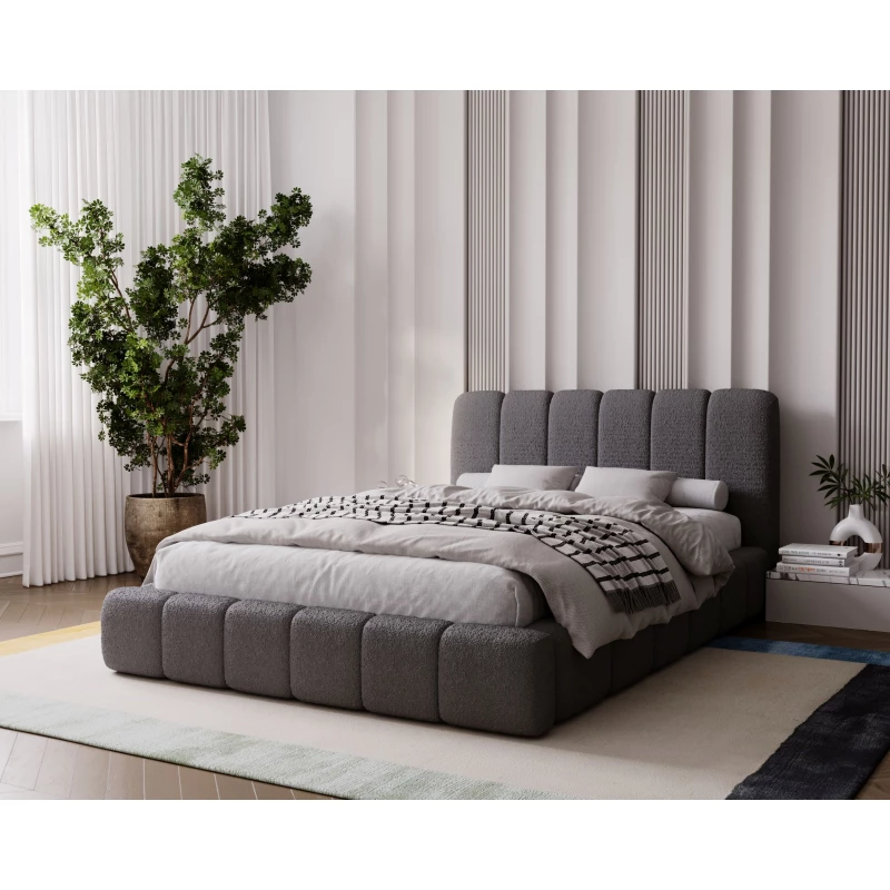 Čalouněná postel 140x200 FATUMATA - tmavě šedá