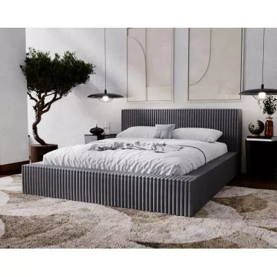 Manželská čalouněná postel 140x200 SIDONIA 2 s úložným prostorem - tmavě šedá