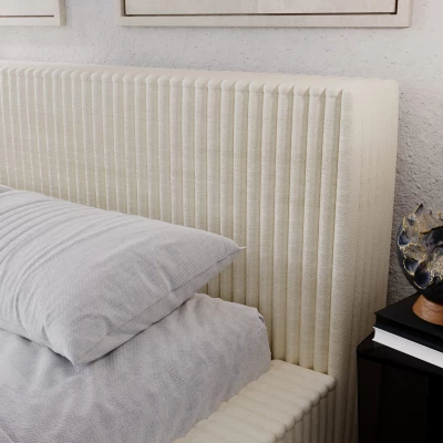 Manželská čalouněná postel 180x200 SIDONIA 2 s úložným prostorem - krémová