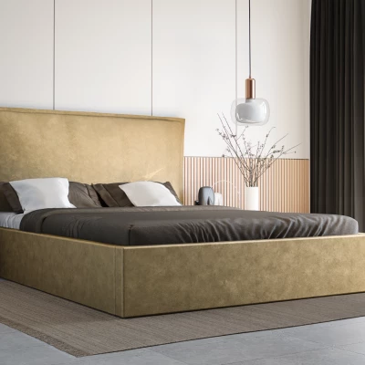 Manželská postel 140x200 LUDMILA SLIM 1 s úložným prostorem - béžová