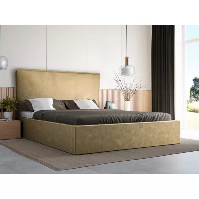 Manželská postel 140x200 LUDMILA SLIM 1 s úložným prostorem - béžová