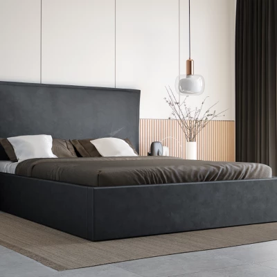 Manželská postel 180x200 LUDMILA SLIM 1 s úložným prostorem - tmavě šedá