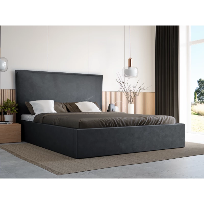 Manželská postel 180x200 LUDMILA SLIM 1 s úložným prostorem - tmavě šedá