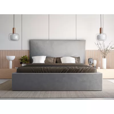 Manželská postel 140x200 LUDMILA SLIM 2 s úložným prostorem - šedá