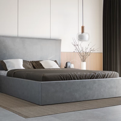 Manželská postel 140x200 LUDMILA SLIM 2 s úložným prostorem - šedá