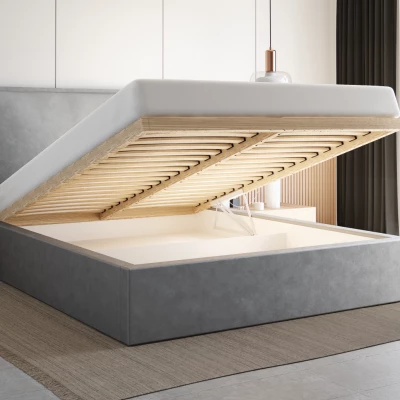 Manželská postel 140x200 LUDMILA SLIM 2 s úložným prostorem - šedá