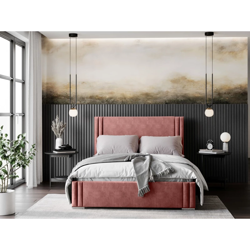 Designová manželská postel 140x200 EMILY 1 - růžová