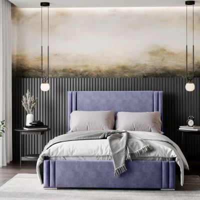 Designová manželská postel 140x200 EMILY 2 - fialová