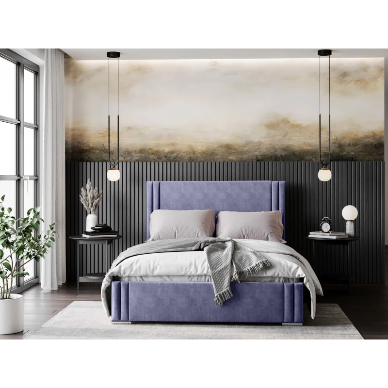 Designová manželská postel 140x200 EMILY 2 - fialová