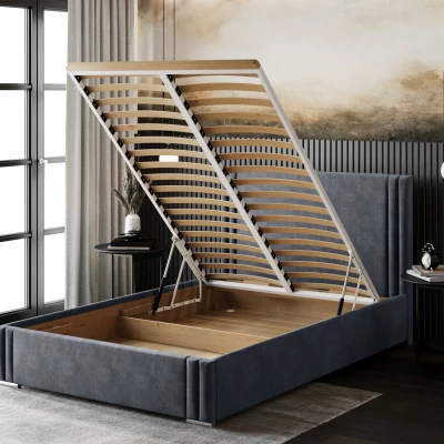 Designová manželská postel 140x200 EMILY 2 - fialová