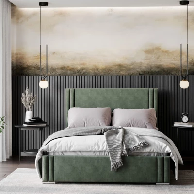 Designová manželská postel 180x200 EMILY 2 - khaki