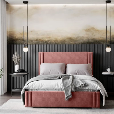 Designová manželská postel 140x200 EMILY - růžová