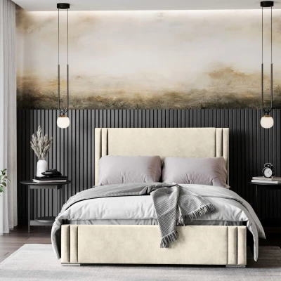 Designová manželská postel 160x200 EMILY - vanilková