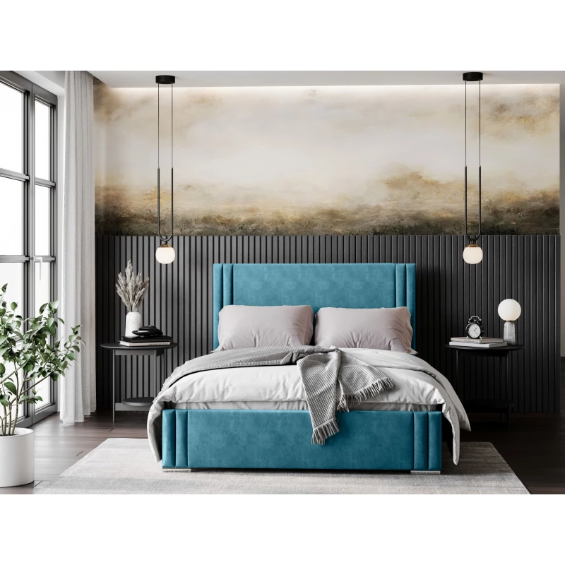 Designová manželská postel 180x200 EMILY - modrá