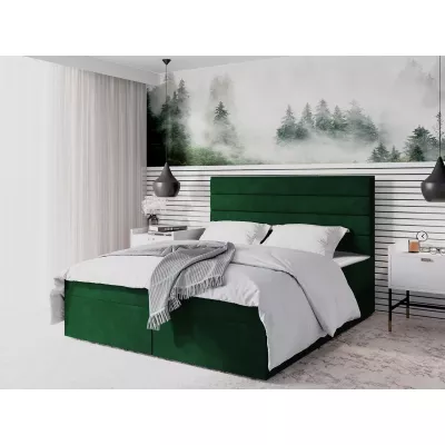 Moderní čalouněná postel 180x200 MAHERA s úložným prostorem - lahvově zelená