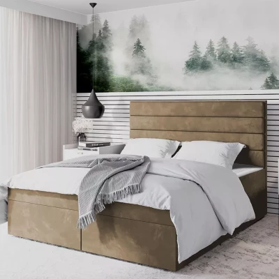 Moderní čalouněná postel 180x200 MAHERA s úložným prostorem - hnědá