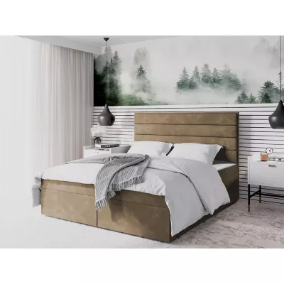 Moderní čalouněná postel 180x200 MAHERA s úložným prostorem - hnědá