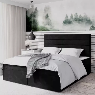 Moderní čalouněná postel 140x200 MAHERA s úložným prostorem - černá