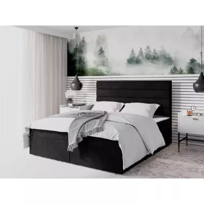 Moderní čalouněná postel 140x200 MAHERA s úložným prostorem - černá