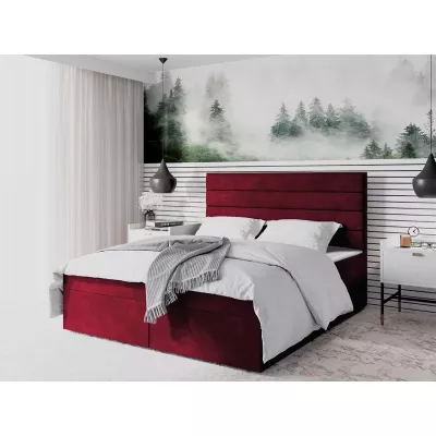 Moderní čalouněná postel 90x200 MAHERA s úložným prostorem - červená