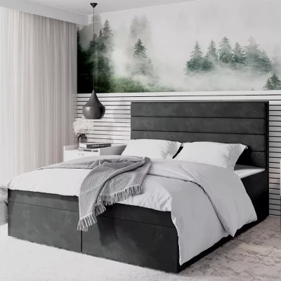 Moderní čalouněná postel 90x200 MAHERA s úložným prostorem - šedá