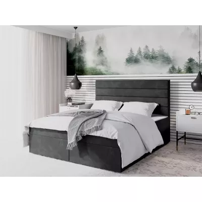 Moderní čalouněná postel 90x200 MAHERA s úložným prostorem - šedá