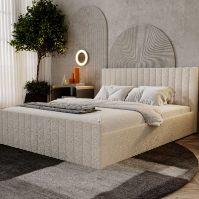 Manželská postel 140x200 TEREZIE SLIM 1 s úložným prostorem - krémová