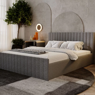 Manželská postel 180x200 TEREZIE SLIM 1 s úložným prostorem - tmavě šedá