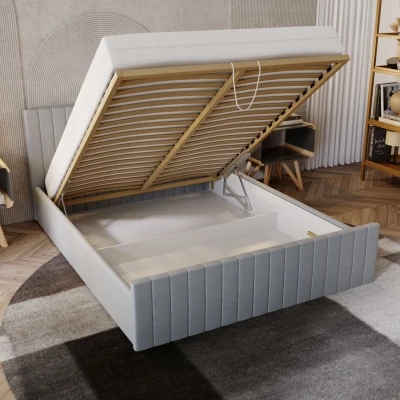 Manželská postel 140x200 TEREZIE SLIM 2 s úložným prostorem - šedá