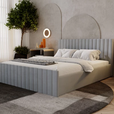 Manželská postel 140x200 TEREZIE SLIM 2 s úložným prostorem - šedá