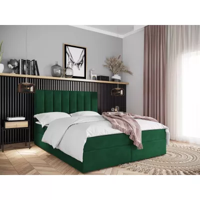 Kontinentální postel 180x200 MAHERA s úložným prostorem - lahvově zelená