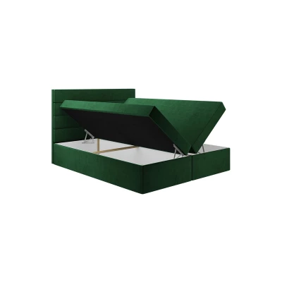 Kontinentální postel 200x200 MAHERA s úložným prostorem - lahvově zelená
