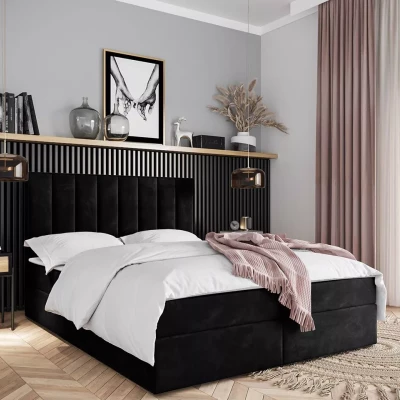Kontinentální postel 200x200 MAHERA s úložným prostorem - černá