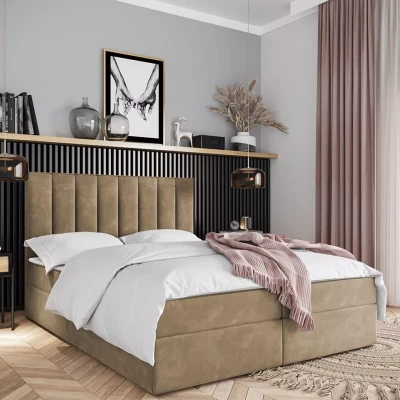 Kontinentální postel 160x200 MAHERA s úložným prostorem - hnědá
