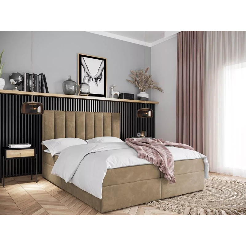Kontinentální postel 160x200 MAHERA s úložným prostorem - hnědá