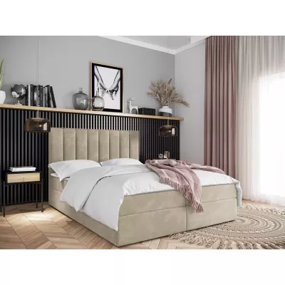 Kontinentální postel 140x200 MAHERA s úložným prostorem - světle béžová