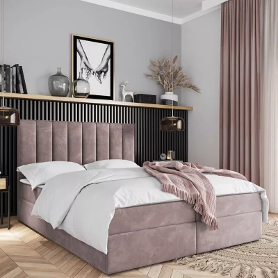 Kontinentální postel 140x200 MAHERA s úložným prostorem - růžová