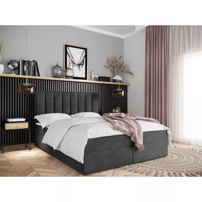 Kontinentální postel 90x200 MAHERA s úložným prostorem - šedá